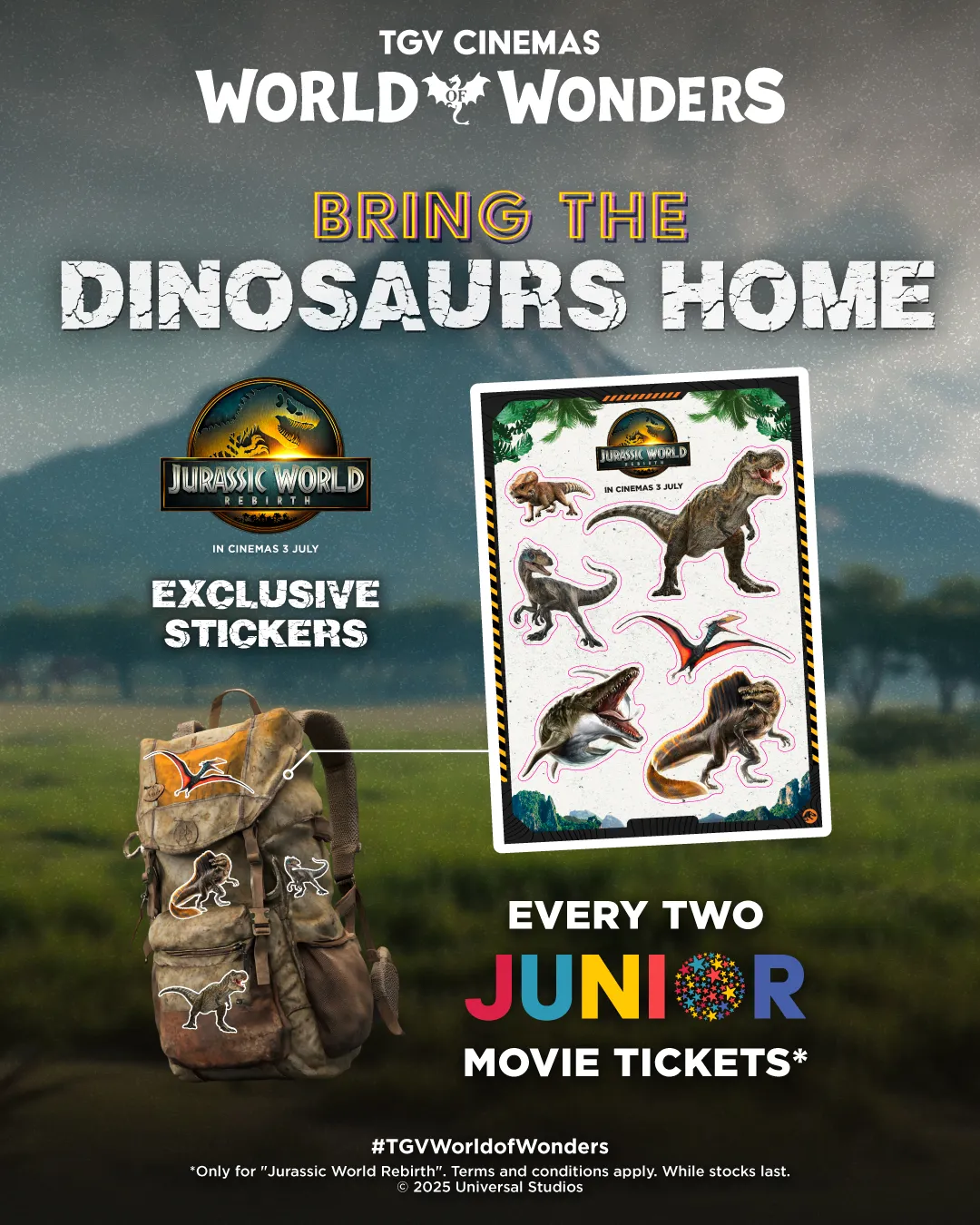 Jurassic World Rebirth Stickers for TGV Junior