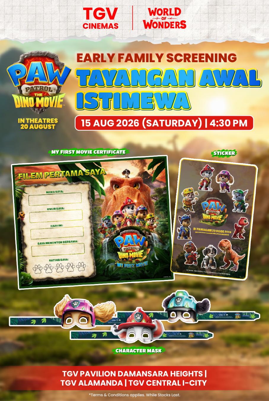 (Early Family Screening) Paw Patrol 3: The Dino Movie (Malay-Dubbed)